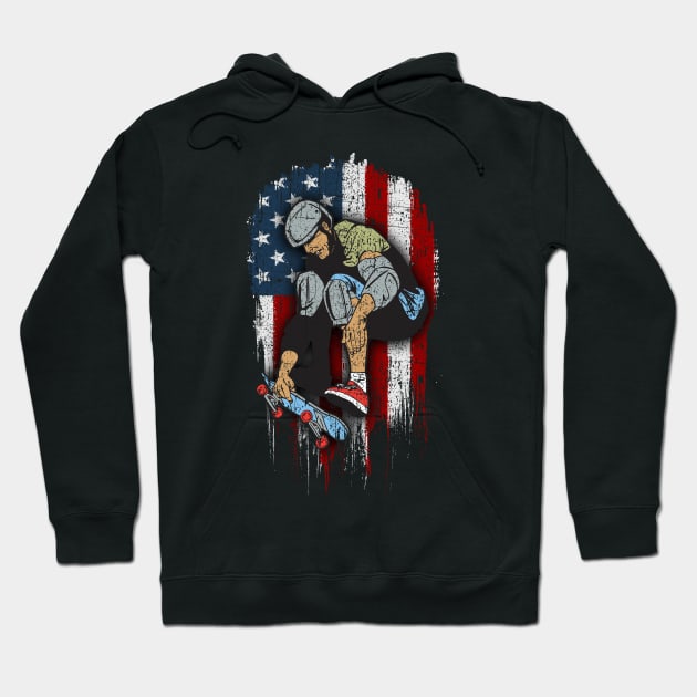 Skateboarder American Flag Skateboard Hoodie by RadStar